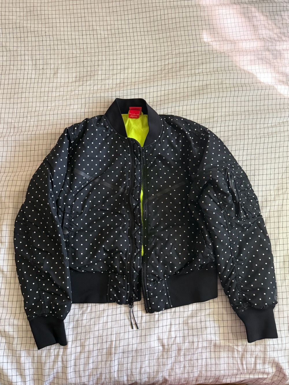 Nike Insulated Black Polka Dot Bomber Jacket Size S